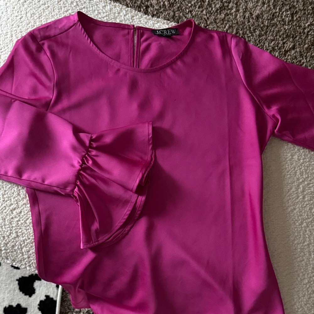 J. Crew Fuchsia Blouse with Flared Sleeves